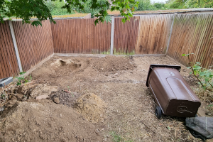 Clearing the old shed foundations