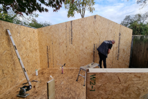 Erecting the back wall